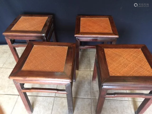 A Group Of Four Rosewood Stools, 20th Ce…