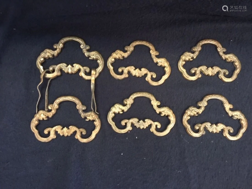 A Set of Six Gold Gilt Bronze Hangers, Qing…