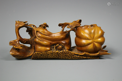 A Huangyangmu Carved Brush Pot Set