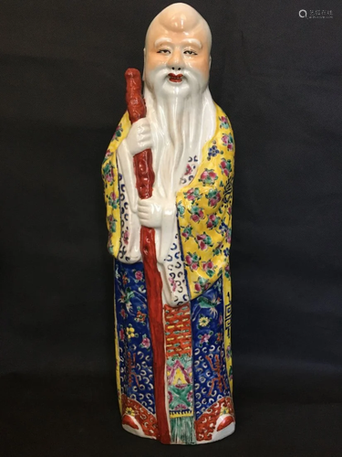 A Famille Porcelain Figure Of Fu Lu Shou, 19th…