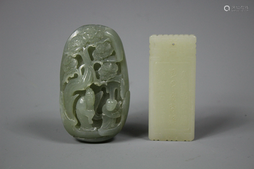 A Group of Two Hetian Jade Ornaments