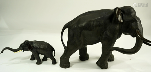 (Lot of 2) A Group Of Bronze Elephants