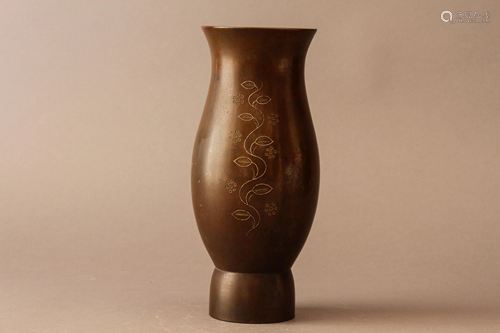 A Japanese Silver- Inlaid Bronze Vase