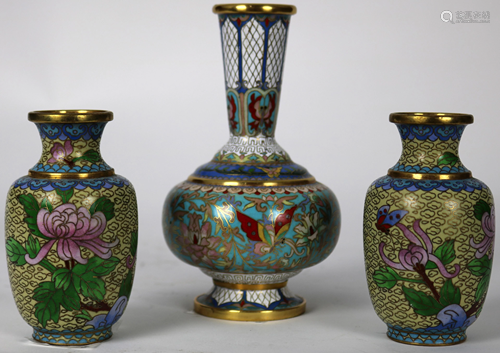 (lot of 3) A group of three Chinese Cloisonn…