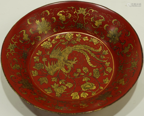 A Chinese Red Lacquer Dish