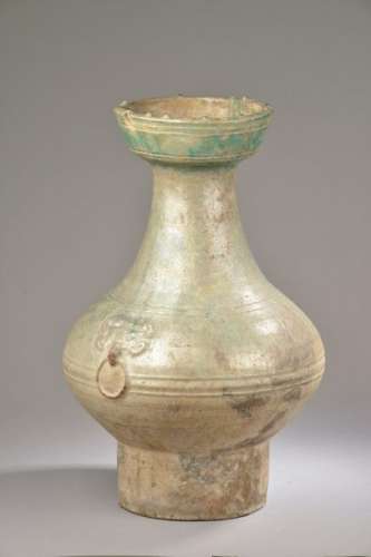 CHINA HAN Period (206 BC 220 AD). Hu shaped vase w…