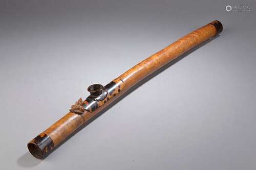 CHINA Around 1900. Burr opium pipe, the tips and t…