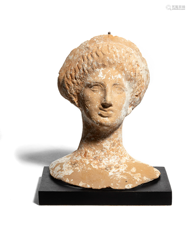 A Greek or Etruscan Terra Cotta Votive Head o…