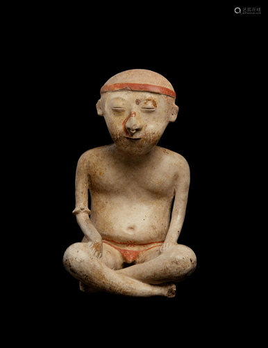 A Nayarit Pottery Seated Male Figure