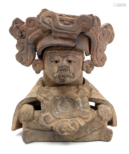 A Zapotec Pottery Figural Funerary Urn Heig…