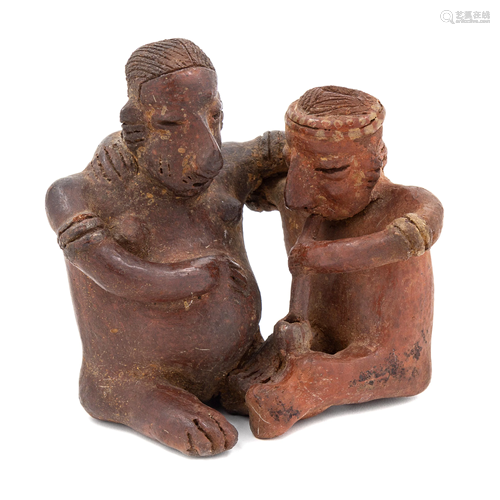 A Nayarit Pottery Figural Group Height 5 1/…