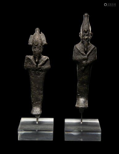 Two Egyptian Bronze Figures of Osiris