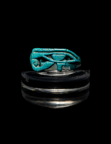 An Egyptian Faience Finger Ring with a Wadje…