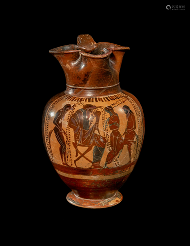 An Attic Black Figured Trefoil Oinochoe