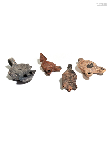 Five Roman Molded Terra Cotta Oil Lamps Wid…