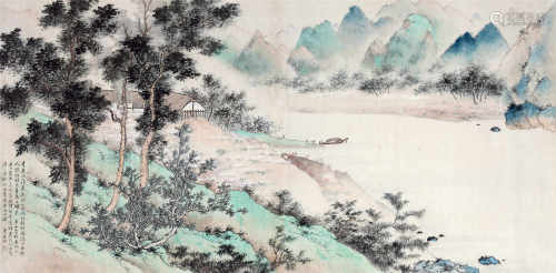 惠均（1902-1979） 春江上墟图