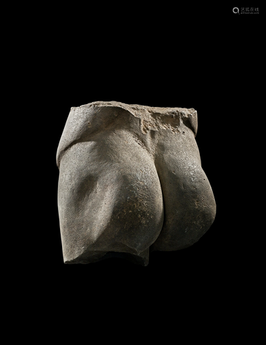 A Roman Basalt Lower Male Torso Height …