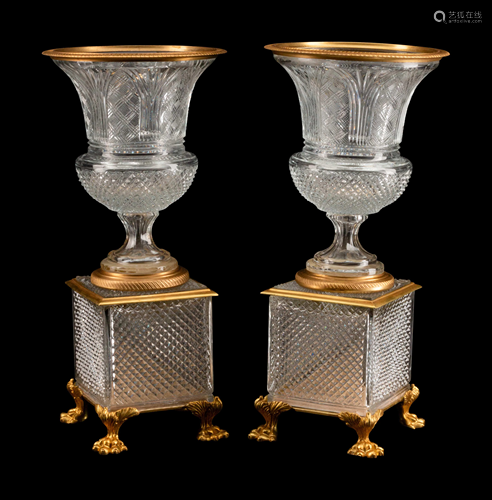 A Pair of Gilt-Bronze-Mounted Cut Glass…