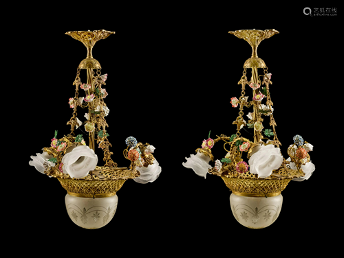 A Pair of Louis XV Style Gilt-Bronze and Porc…