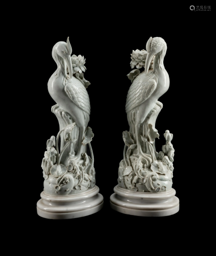 A Pair of Chinese Blanc de Chine Porcelain …