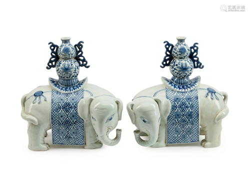 A Pair of Chinese Export Style Porcelain Elep…