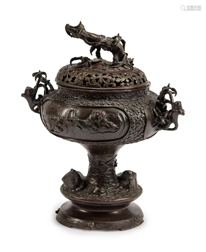 A Japanese Bronze Incense Burner Height 18 …