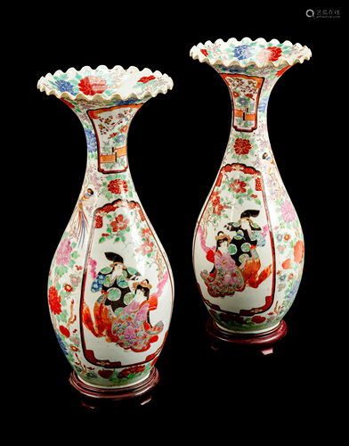 A Pair of Kutani Porcelain Vases Height 26…