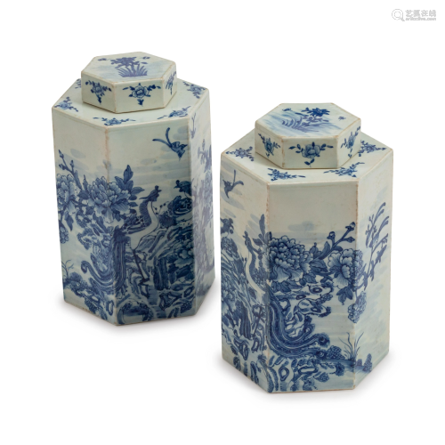 A Pair of Chinese Porcelain Hexagonal Tea …