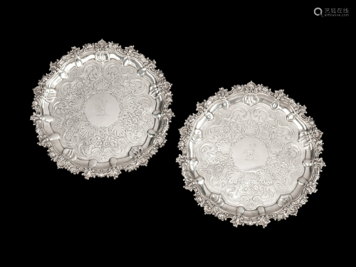 A Pair of George IV Scottish Silver Trays Diame…