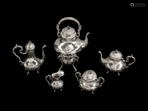 A Continental Silver Five-Piece Tea and Coffee …