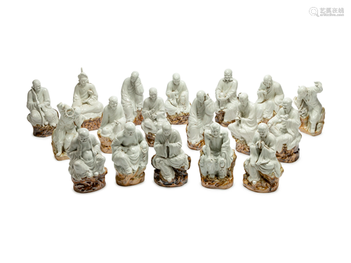 A Set of Eighteen Chinese Porcelain Figures …