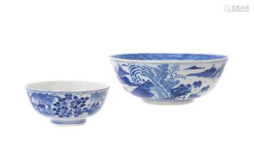 Two Chinese blue and white bowls