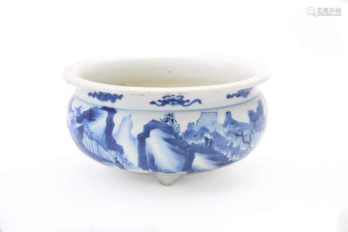 A Chinese blue and white incense burner