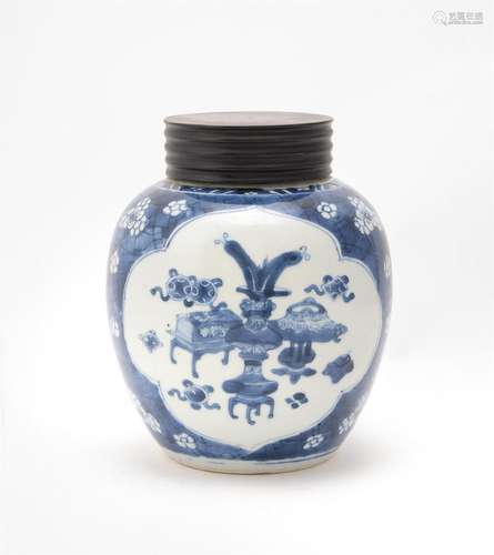 A Chinese blue and white ginger jar and cover