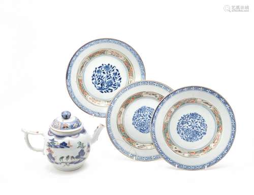 Three Chinese 'Famille Verte' plates