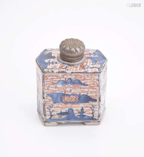 A Chinese Imari tea canister