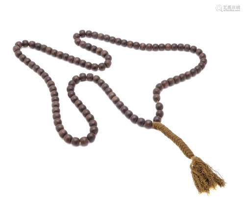 A Chinese wood bead necklace