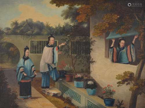 A Chinese Export oil painting