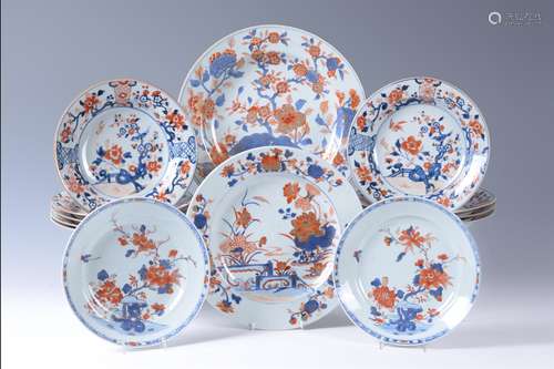 A set of nine Chinese Imari plates