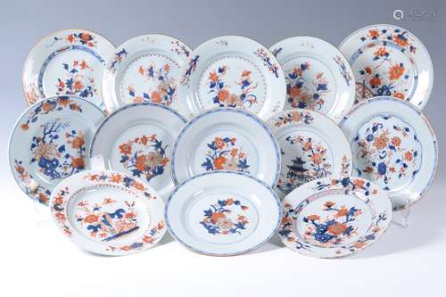 Eight Chinese Imari plates