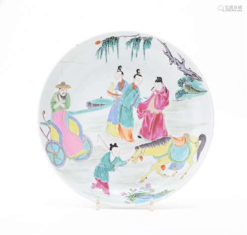 A Chinese famille rose 'Western Chamber' plate