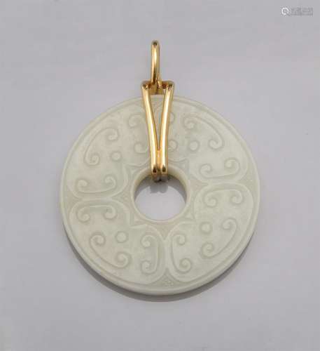 A Chinese white jade disc