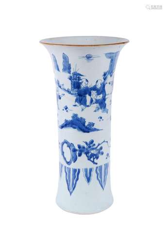 A Chinese blue and white beaker vase