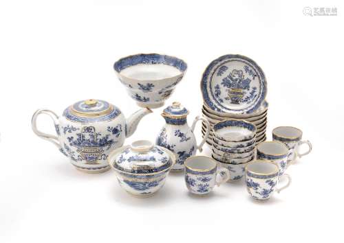 A Chinese blue and white part tea and coffee service
