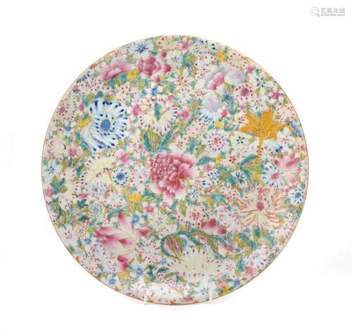 A Chinese famille rose 'Mille fleur' plate