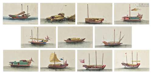 A group of twelve Chinese export paintings on pith paper