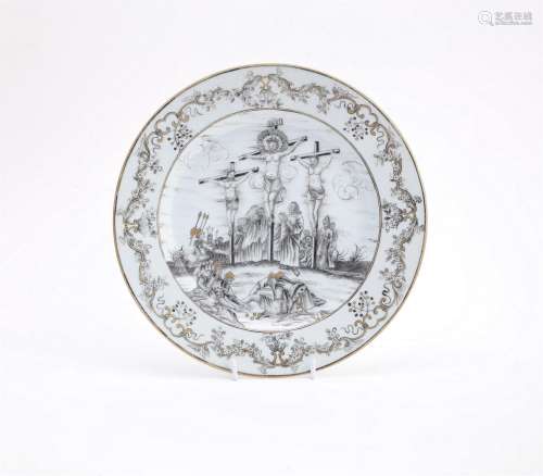 A Chinese export 'Crucifixion' plate