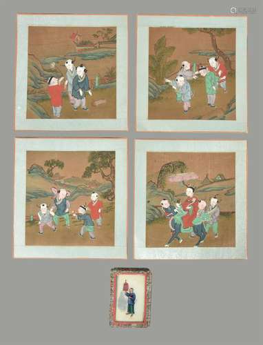 A set of four Chinese painted panels