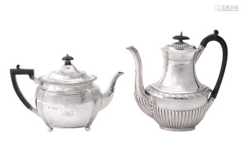 A Victorian silver shaped oblong baluster teapot by Charles Stuart Harris