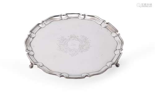 A late Victorian silver shaped circular salver